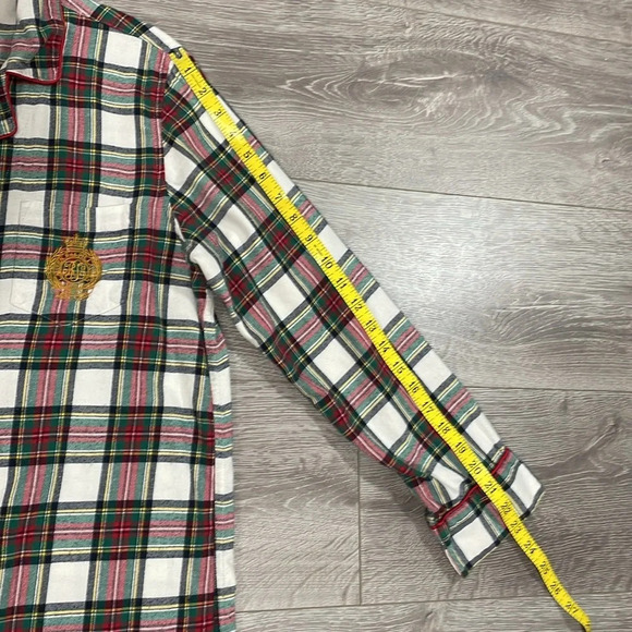 Lauren Ralph Lauren Flannel Plaid Button Front Collared Sleepshirt Pocket L - Picture 12 of 16
